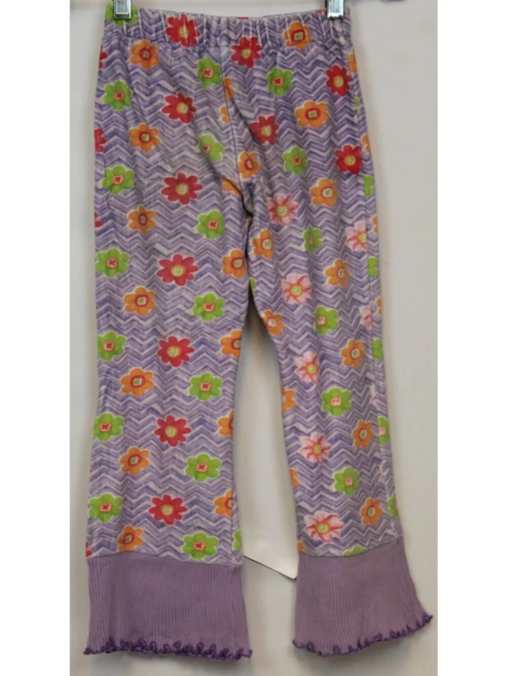 Mis Tee V-Us 2pc Outfit 6x/7 Purple Flower Y2K Hippie Boho Flower Velour Ruffle